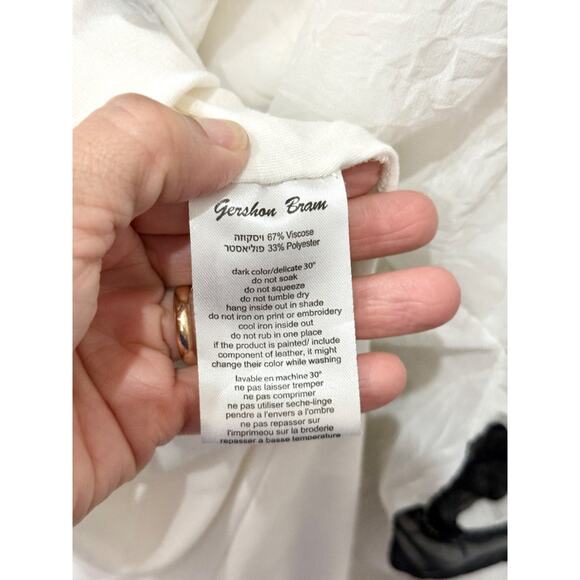 Gershon Bram Short Sleeve Midi Dress White with Black Dots Women's Size XS - Picture 4 of 4